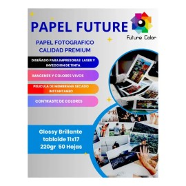 Papel Fotográfico Glossy Brillante Tabloide 260gr 50 Hojas Color Blanco                                                                               