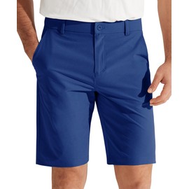 Libin Men's Golf Shorts 9" Work Dress Shorts Casual Flat Front Hybrid Short Lightweight Quick Dry Water Resistant, Royal Blue, Size 32