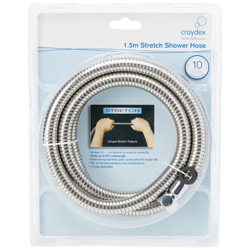 Croydex AM156041 1.5 m - 1.75 m Stainless Steel Reinforced