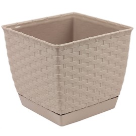 Prosper Plast DRLK250-7529U 25 x 25 x 22 cm "Ratolla" Square Flowerpot - Mocca