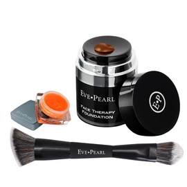 EVE PEARL Face and Lip Therapy Full Coverage Foundation With Lipcare Dry Lips Moisturizing And Dual Contour Blender Brush Must Have Makeup Kit (Dark)