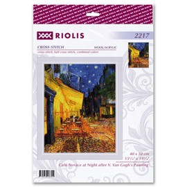 Riolis Night Cafe by V. Van Gogh Counted Cross Stitch Kit - Blue