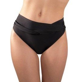 MYLILY Bikini Bottoms for Women Twist Front Bikini Bottoms Black Bikini Bottom Women's Ruched Bikini Bottoms Black (M)