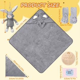 ZOYDP Newborn Gift Basket, Baby Gift Boy Set, 7 in 1 Baby Gift Birth, New Born Baby Gifts, with Baby Triangle Scarf, Plush Toys, Bath Towel, Socks, GebZOYDPurt Cards, Greeting Cards, Grey