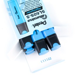 Pentel Illumina Liquid Highlighter, Chisel Tip, Office Supplies, School Supplies, Fluorescent Sky Blue Ink, SL60S-S, Box of 12