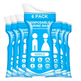 SZWLJ 6-Pack 900CC Blue Disposable Urine Bags for Camping Essentials | Portable Travel Potty with Leak-proof and Odor Control Features