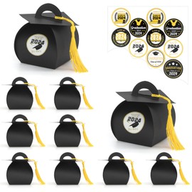 Graduation Candy Boxes 10Pcs Graduation Cap Gift Boxes with Tassels and Stickers 2024 Grad Cap Treat Boxes Graduation Decorations for Graduation Ceremony Party Supplies A7BSMTGH
