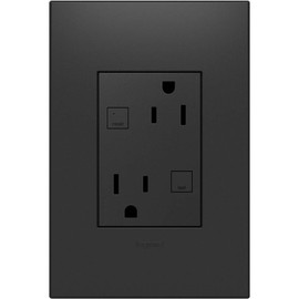 Legrand adorne 15A GFCI Tamper-Resistant Outlet, Plus-Size with Matching Wall Plate (Graphite Finish), AGFTR2153G4WP