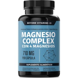"Beyond Vitamins Magnesio Complex | 4 Tipos de Magnesio | 710mg por Cápsula | 180 Cápsulas | Sin Rellenos | Suplemento Alimenticio"