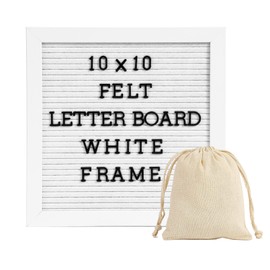 G GAMIT Letter Board Sign White Frame 10x10 - Felt Letter Board Letter Baby Announcement Board,All White Letter board Sign board&Message Board