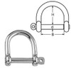 10mm Wide Dee Shackle - A4 (Marine Grade) Stainless -