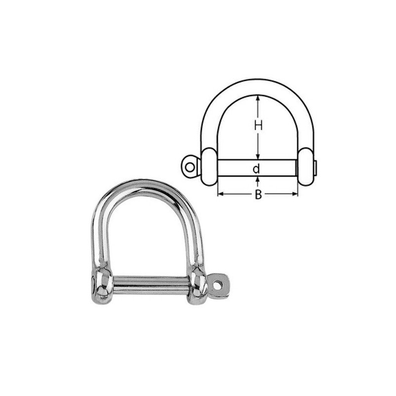 10mm Wide Dee Shackle - A4 (Marine Grade) Stainless -