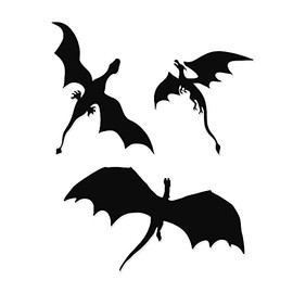 Overly Attached Decals 3 Dragons Flying Vinyl Decal for Car Truck Glass Window Laptop Electronics - 10" Black