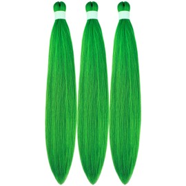 Gozill Braiding Hair Pre stretched Green Prestretched Braiding Hair Hypoallergenic Knotless Ez Braid Colored Braiding Hair Itch Free