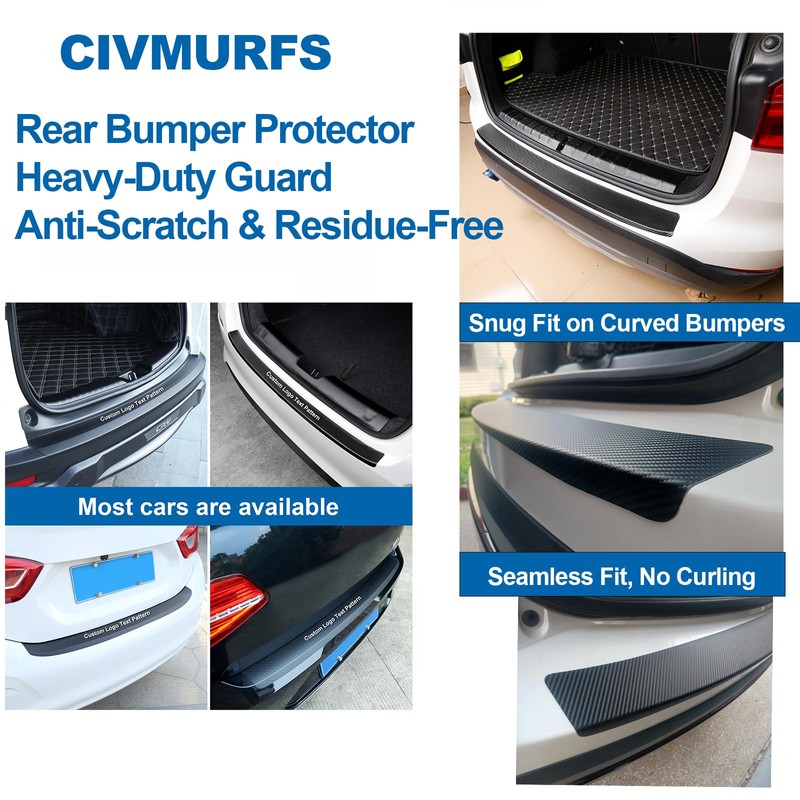 37.4"x2.56" Bumper Guard for Car, Carbon Fiber Leather Guard