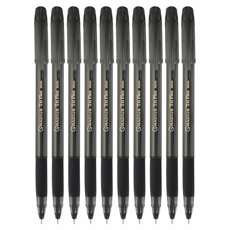 RADIUS Tri Flex Ballpoint Pens, BLACK, 1.0mm Medium Point, Pack