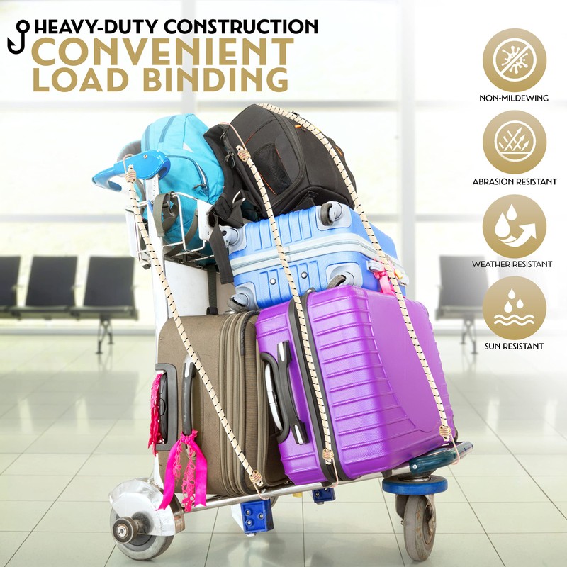 Heavy Duty Bungee Cords with Steel Hooks - Adjustable 24"
