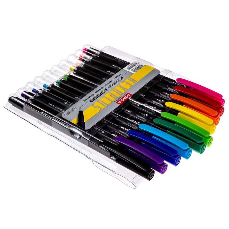DONG-A Hexaplus Fineliner Pens 0.4mm 10 Color Set by Dong-A