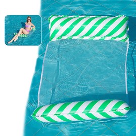 Yisscen Water Hammock, Inflatable Swimming Bed, 4-in-1 Lounge Chair Pool, Inflatable Hammock, Pool Float Hammock, Inflatable Swimming Bed, for Children, Adults, Party, Swimming Pool, Beach (Green)