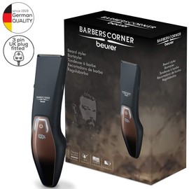 Beurer HR4000 Barbers Corner Beard Styler | 4 attachments for Trimming and Shaving at Various Lengths | Titanium-Coated Stainless Steel Blade is Kind to Skin | Quick-Charge Function | LED Display "