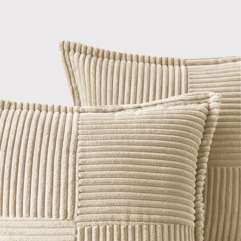 MIULEE Corduroy Cushion Covers Pack of 2 Decorative Modern Patchwork
