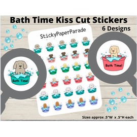 Homemade Dog Bath Time Planner Stickers #16 / Planner Stickers  / Journal Stickers / Dog