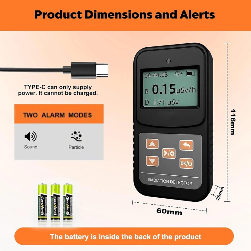 Memows Geiger Counter Radioactivity Meter Nuclear Radiation Detector Portable Radioactivity