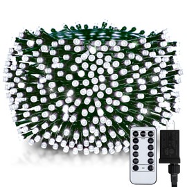 Christmas Tree Lights Outdoor, 168Ft 600 LED Twinkle Fairy Lights String Lights with 8 Light Modes for Christmas LED Garland Wreath Wedding Indoor Holiday Decorations with Dark Green Wire, Cool White