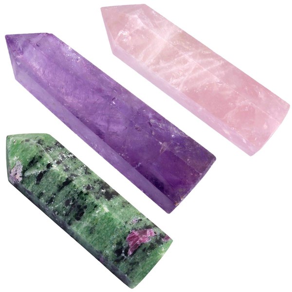 mookaitedecor Pack of 3 Natural Crystal Dots, Healing Crystal Rods