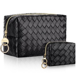 2 Stück Kosmetiktasche Groß Kulturbeutel Damen PU Leder Große Kapazität Reisezubehör-Organizer mit Mini Kulturtasche Wasserdicht für Lippenstift-Organizer Multifunktional Makeup Tasche für Frauen