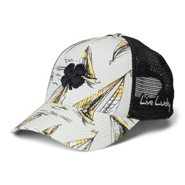 Black Clover Standard Island Luck 28 Adjustable Hat, Grey/Yellow/White Tropical Hat/3D