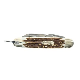 Uncle Henry Next Gen Staglon 23UH Scout Cuchillo plegable de 6.1 pulgadas con hoja de acero inoxidable de 2.4 pulgadas, punzón, abridor de latas, destornillador, elevador de tapas y mango de Staglon para caza, camping y EDC
