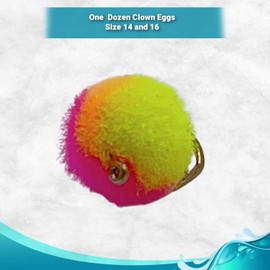 Feeder Creek Fly Fishing Trout Flies, Trout/Salmon Eggs, 12 Wet Flies for Bass, Big Trout, Panfish, Available in 2 Size Assortment 14 and 16 (6 of Each Size) and in (Multicolor)