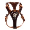 Two Tone Leather Dog Harness with Staffordshire Bullterrier Head Motif