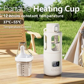 huasida Temperature Control Milk Warmer,Portable Heating Cup with LCD Display 37°C-55°C Water Warmer for Instant breastmilk, Formula with 12 Ounces Big Capacity