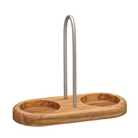 Zassenhaus 0000036060 Salt and Pepper Coaster Set With Handle Olive Wood, Stainless Steel, Brown