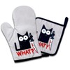 What?Funny Oven Mitts and Pot Holders Set,Silicone Non-Slip Insulated Oven