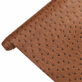 Ostrich Faux Leather Vinyl Roll 12 x 53 inches Solid Textured Synthetic Crafts Fabric for Leather Keychains Purse Wallets Making Upholstery Decoration (Brown) (XHT-412203)