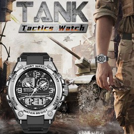 findtime Mens Military Watch Tactical Waterproof Watches Sport Outdoor Digital Analogue Wristwatch Army Big Face Alarm Stopwatch LED Watch for Men