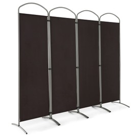 Giantex 6.2Ft Folding 4-Panel Room Divider Brown- 87" Wide Freestanding Foldable Fabric Privacy Screen, Lightweight Portable Partition Wall Divider and Separator for Home Office, Apartment, Studio
