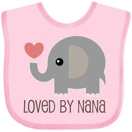 inktastic Loved By Nana Grandchild Elephant Baby Bib Pink 18f4a
