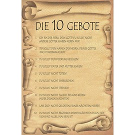 Ontrada Wooden Sign 12 x 18 cm Die 10 Gebote Gottes bin Herr [German Language]