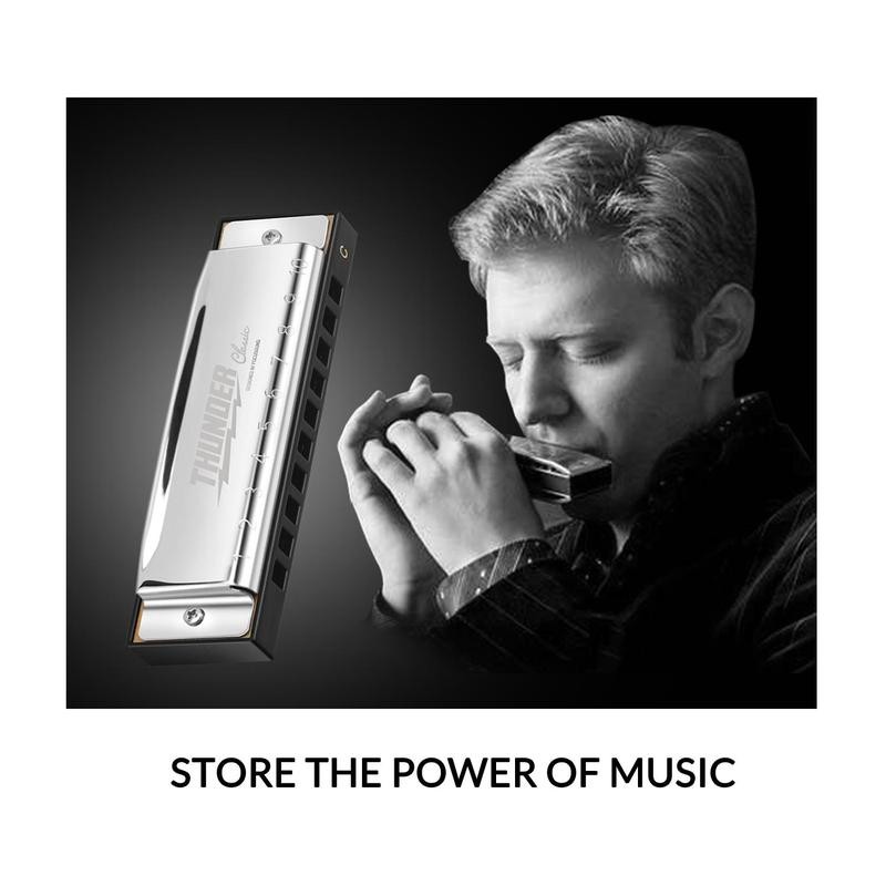 Focusound Blues Harmonica, Multi-Tone Options, 10 Holes 20 Notes, Quick