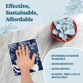 VONTP Swedish Dishcloths for Kitchen, Christmas Xmas Tree Snowflake Blue Kitchen Dish Towels for Washing Dishes, 4 Pack Reusable Paper Towels, Sponge Cloths for Holiday Home Cleaning Baking Cooking