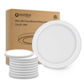 NOVELUX ETL Listed 5 in Flush Mount Ceiling Light Dimmable, 5000K White LED Ceiling Light Ultra Thin Round for Bedroom, Bathroom,Kitchen, Hallway,Basement,Closet,10Pack