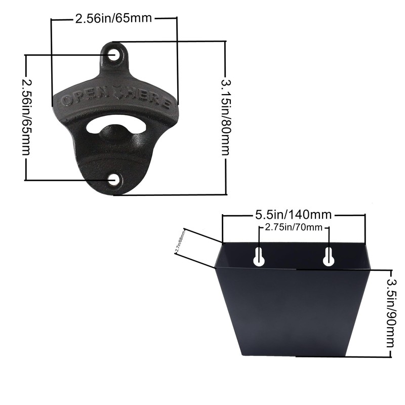 Luwanburg Black Cast Iron Bottle Opener Wall Mounted Beer Top
