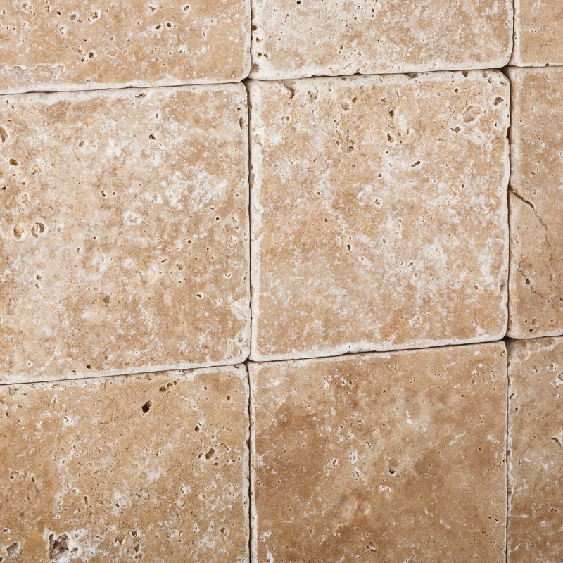Walnut Travertine 4 X 4 Tumbled Field Tile - 4-pcs.