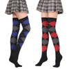 Pack of 2 Warm Winter Knee Socks Checked Pattern Inner