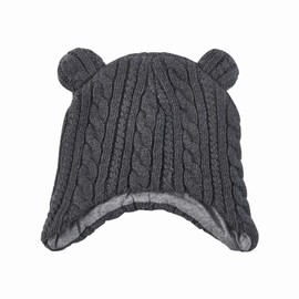 Snugtime Cable Earmuff Beanie, Charcoal, Small