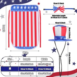 JaGely 3 Pcs Dog 4th of July Outfit Independence Day Costume Set Includes Dog Top Hat, American Flag Bow Tie Collar and American Flag Cape Pet Clothes for Dogs Puppy Cats Kitten(M)